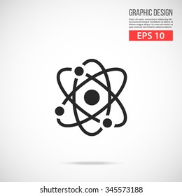 Atom icon. Molecule icon. Modern flat design vector illustration, abstract object concept for web banners, web sites, printed materials, infographics. Vector icon isolated on gradient background