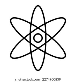 Atom icon. Molecule or atom symbol. Vector illustration isolated on white background.