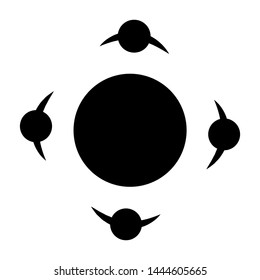 Atom icon , neutron dna vector emblem isolated 

illustration, science template logo , outline solid 

background white
