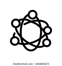Atom icon , neutron dna vector emblem isolated 

illustration, science template logo , outline solid 

background white
