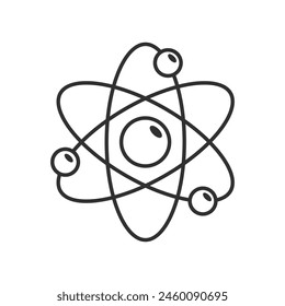 Atom-Symbol. Kernatom. Atomic-Symbol im einfachen Stil. Konzept der Wissenschaft, Bildung, Kernphysik oder wissenschaftlichen Forschung.