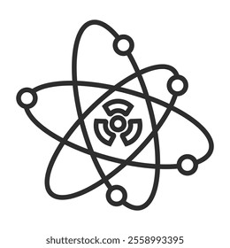 Atom icon, Nuclear symbol outline icon, editable vector illustration and transparent graphic element. Isolated on white background