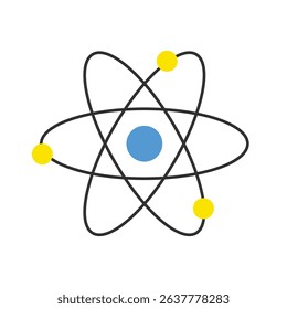 Atom icon with nucleus and orbiting electrons