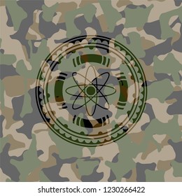 atom icon on camo pattern