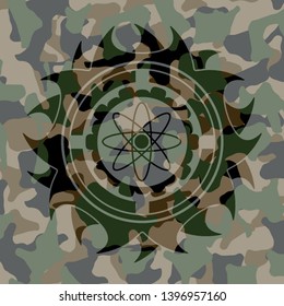 atom icon on camouflaged texture