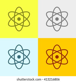 Atom Icon on Four Different Backgrounds. Eps-10.