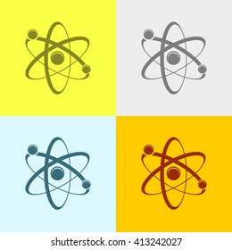 Atom Icon on Four Different Backgrounds. Eps-10.