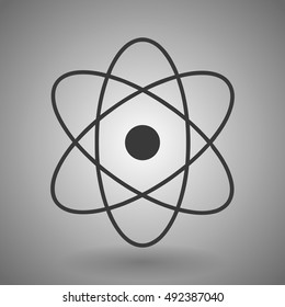 atom icon on a gray background vector illustration.