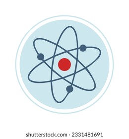 Atom-Symbol auf hellblauem Hintergrund