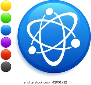 icono de atom en botón de Internet redondo ilustración vectorial original 6 versiones de color incluidas