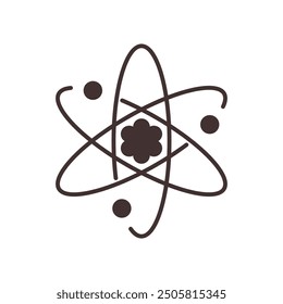 Atom icon with orbitals surrounding the nucleus, symbolizing science or physics.