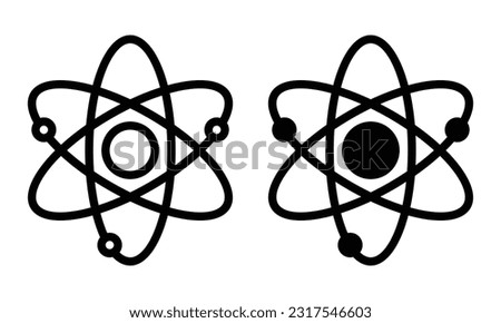 Atom icon with outline and glyph style.