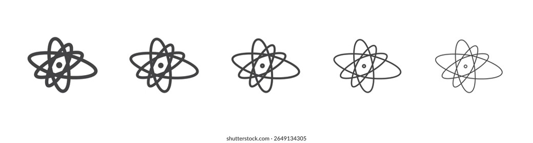 Ícone de átomo símbolo vetorial de ilustração de contorno