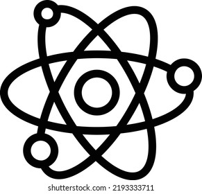 Icono Átomo Con Estilo De Contorno, Signo De Ciencia Y Símbolo Aislado En Fondo Blanco