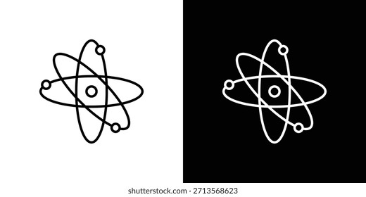Pictograma de icono de átomo sobre fondo blanco.