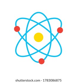 atom icon with primary colors isolated. flat and simple style. vector illustration