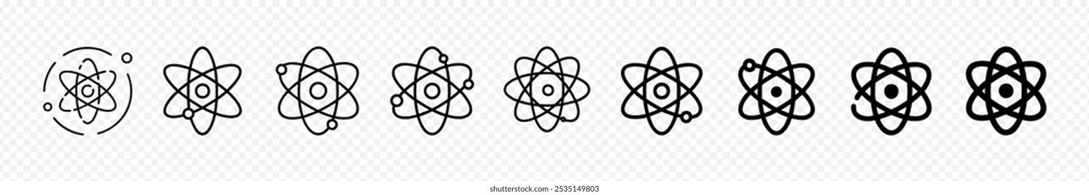  ícone do átomo, átomo ou núcleo de prótons, tecnologia científica, átomo nuclear. Ícone núcleo. ícone do átomo, sinal dos ícones do núcleo