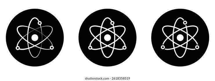 Icono de átomo. núcleo de protones, ciencia y tecnología, símbolo de signo molecular.