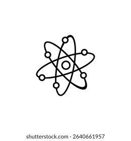 Atom icon. Science lab concept, simple flat design. Isolate on white background.