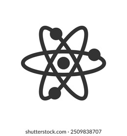 conjunto de ícones de átomos. molécula núcleo ciência símbolo vetorial. física sinal de pesquisa nuclear. elétron, próton, ou ícone de química de nêutrons em preto estilo preenchido e contornado