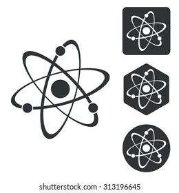Atom icon set, monochrome, isolated on white