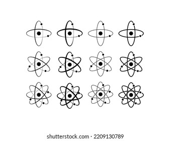Atom Icon Set. Photon Illustration Symbol. Sign Molecule Vector Flat.