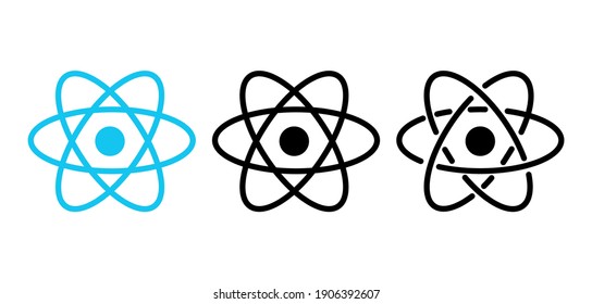 Atom icon set. React vector  illustration on white background.