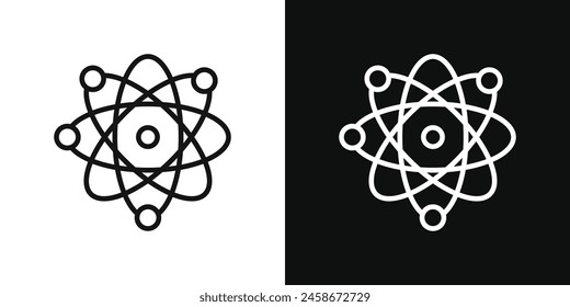Atom Icon Set. Science of nuclear particles vector symbol. Proton and neutron orbit sign.