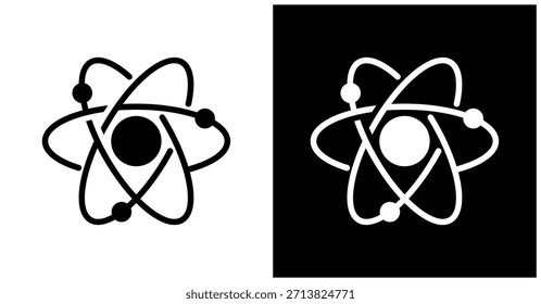 Ícone De Átomo Definido Em Plano De Fundo Branco E Preto