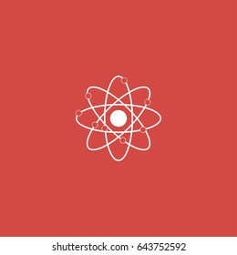 atom icon. sign design. red background
