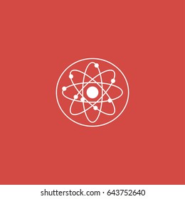 atom icon. sign design. red background