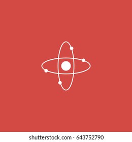 atom icon. sign design. red background