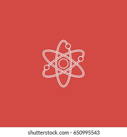 atom icon. sign design. red background