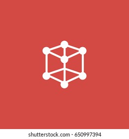 atom icon. sign design. red background