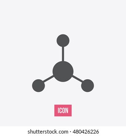 Atom icon. Atom sign. Molecule icon. Molecule sign.