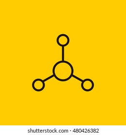 Atom icon. Atom sign. Molecule icon. Molecule sign.
