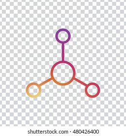 Atom icon. Atom sign. Molecule icon. Molecule sign.