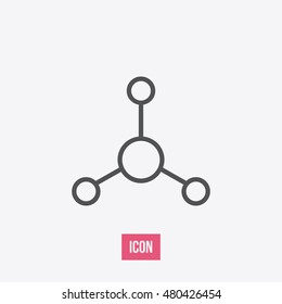 Atom icon. Atom sign. Molecule icon. Molecule sign.