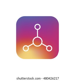 Atom icon. Atom sign. Molecule icon. Molecule sign. App. Logo. Button.
