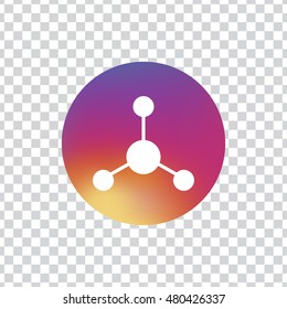 Atom icon. Atom sign. Molecule icon. Molecule sign. App. Logo. Button.