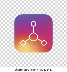 Atom icon. Atom sign. Molecule icon. Molecule sign. App. Logo. Button.