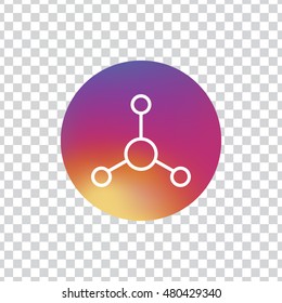 Atom icon. Atom sign. Molecule icon. Molecule sign. App. Logo. Button.