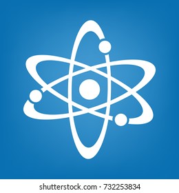 Atom icon. Simple blue illustration of atom vector icon for any web design
