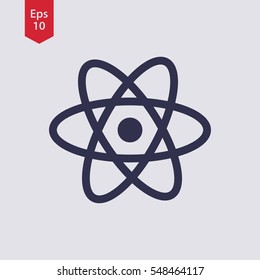 Atom Icon. Simple Flat Style Symbol. Vector Illustrated Sign