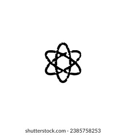 Atom icon. Simple style chemical action science poster background symbol. Atom brand logo design element. Atom t-shirt printing. Vector for sticker.