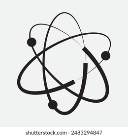 Atom icon. Symbol of science, education and research. Atom icon on white background. Vector illustration.
