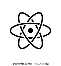 Atom icon. Symbol of scientists, science and technology. Isolated vector illustration on white background.