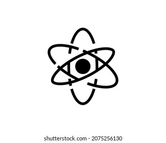 Atom icon thin line for web and mobile, modern minimalistic flat design. Vector dark grey icon on light grey background