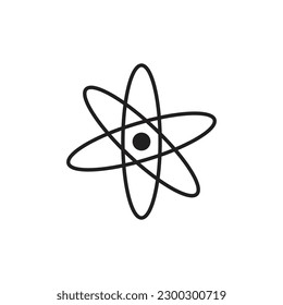 Icono de átomo en diseño plano de moda.