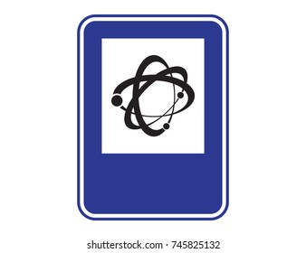 Atom Icon in trendy flat style isolated on black background. Atom symbol for your web site design